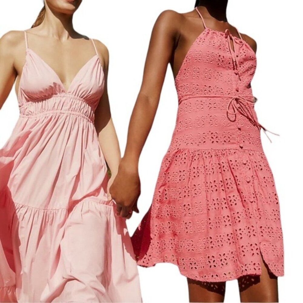 J. Crew Anguilla Mini Eyelet Halter Dress in Dark Flamingo NWT